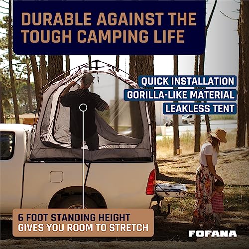 Truck Bed Tent Quick & Easy Automatic Setup - Pickup Truck Tent for Mid & Full Size| Camper Shell - Pickup Truck Bed Accessories - Truck Camping - Pickup Tent - Fofana