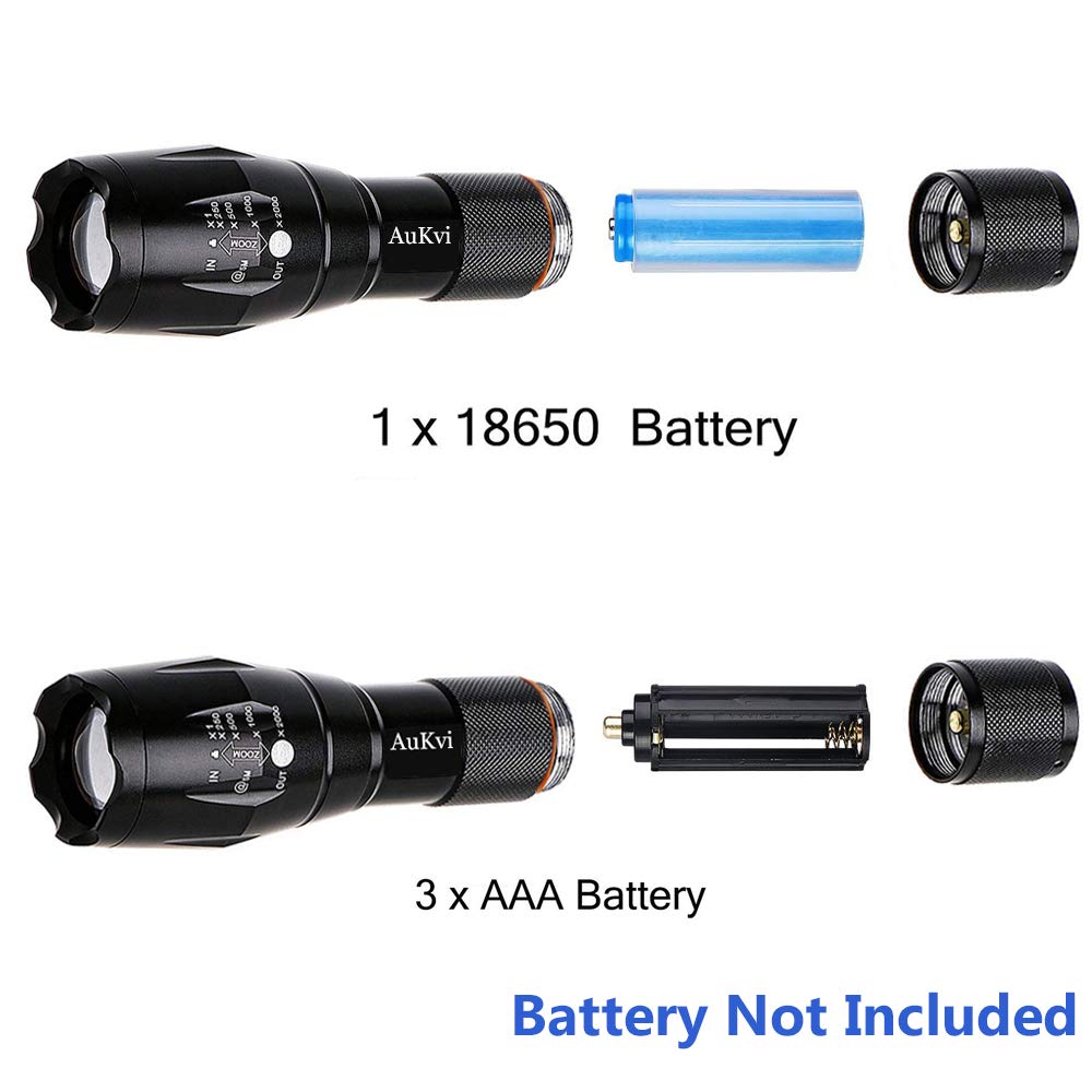 AuKvi 2 Pcs Powerful Blue Light Flashlight Single Mode Long Range LED Blue Flashlight for Night Fishing Hunting