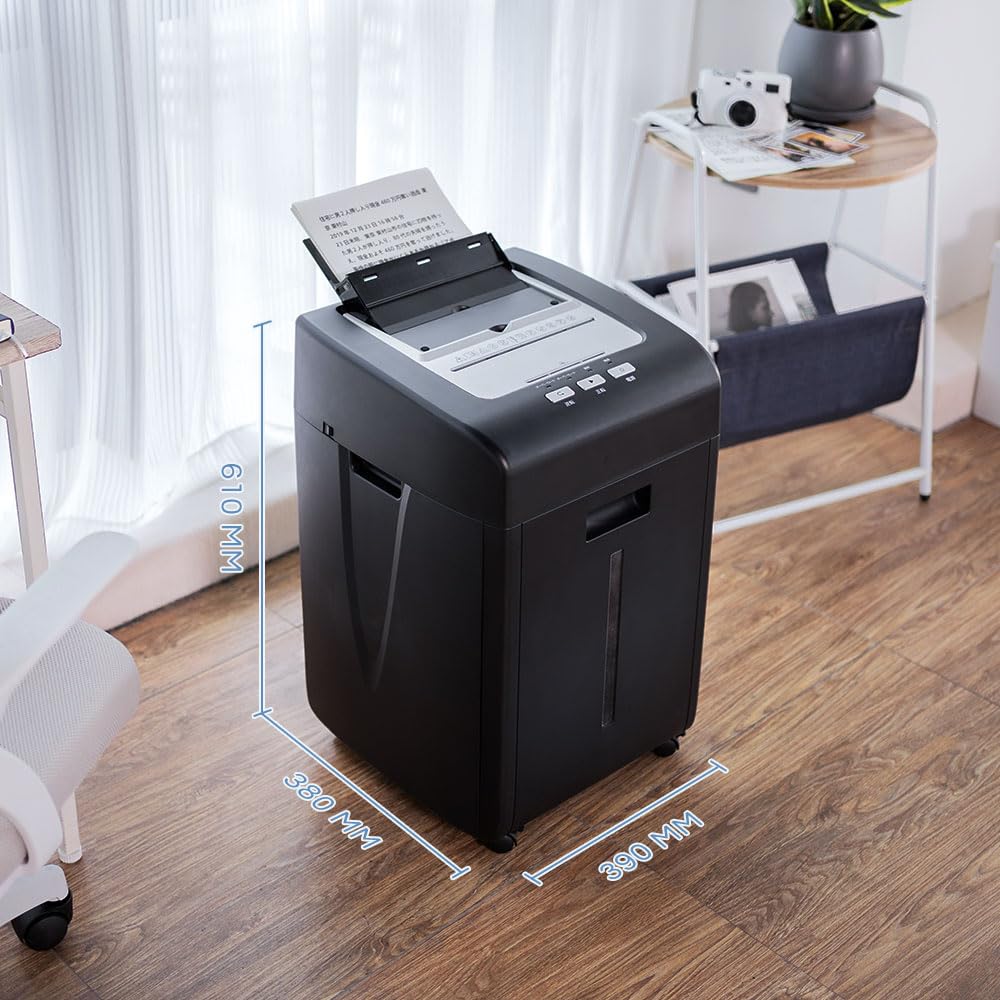 Kitnery Auto Feed Paper Shredder: 200-Sheet Micro Cut Home Office Shredders, 60 Mins Commercial Heavy Duty Paper Shredder, P-5 High Security Level, Shred Paper/CD/Credit Card with 9.3 Gal Pullout Bin