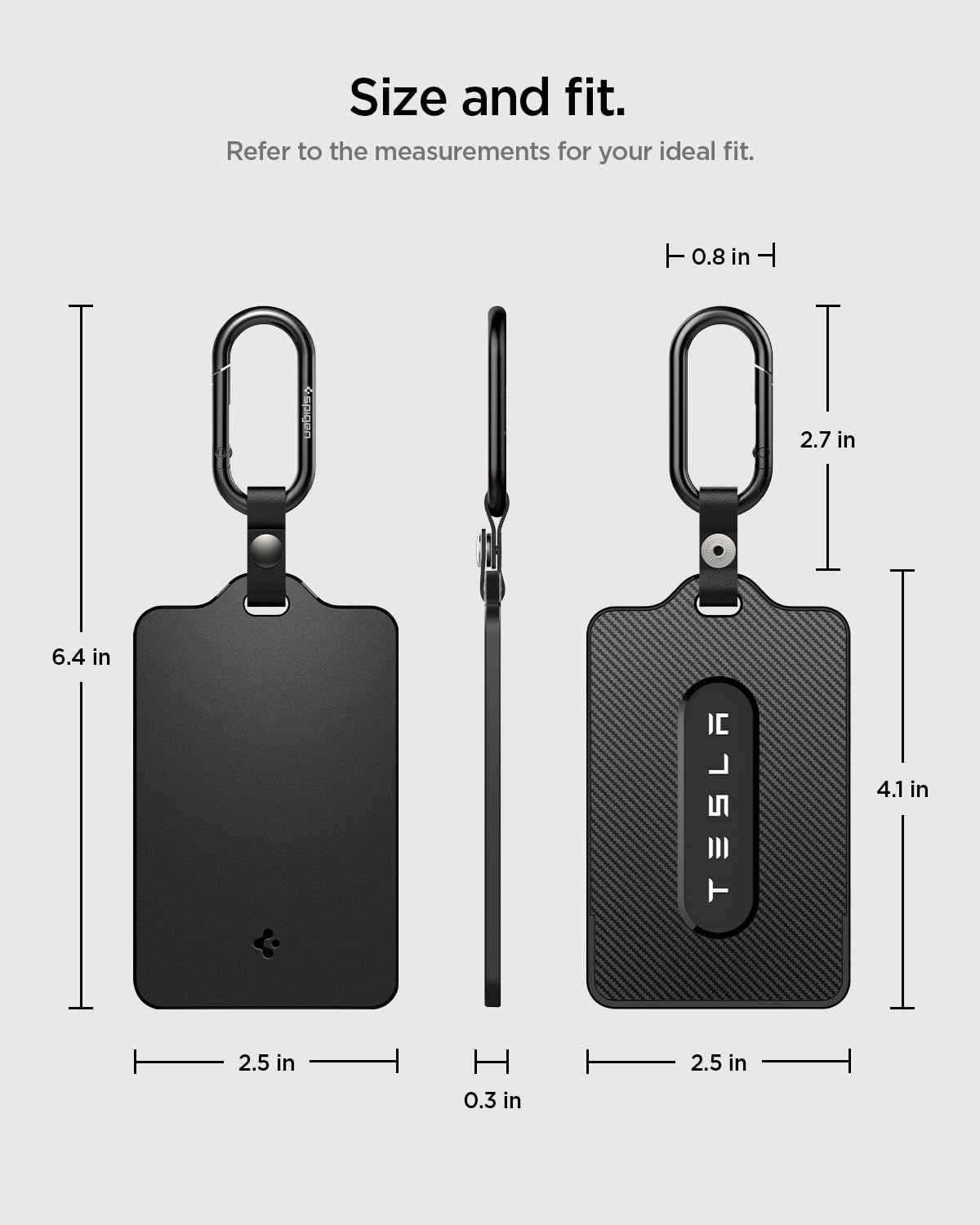 Spigen Key Card Holder for Tesla | Tesla Model Y/S/3/X Accessories | Scratch-Resistant | 2 Pack [2 Card Holders + 2 Carabiners + 4 Protective Films]