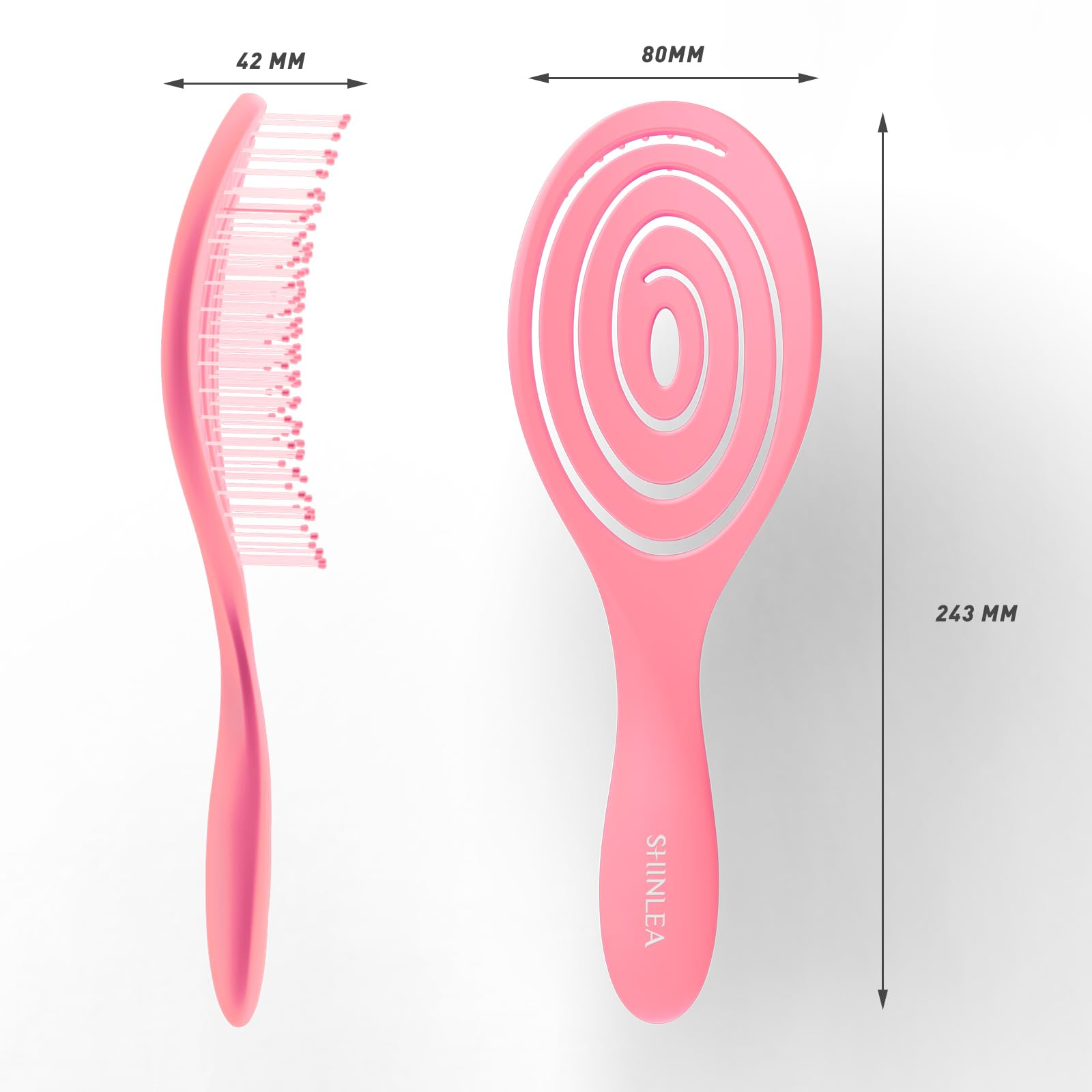 SHINLEA Detangle Hair Brush | Detangling Wet & Dry Spiral Hairbrush | Mother's Gift for Women, Men, Kids | Vented Detangler for Blow Drying | Glide Through Tangles For All Hair Types (Pink)