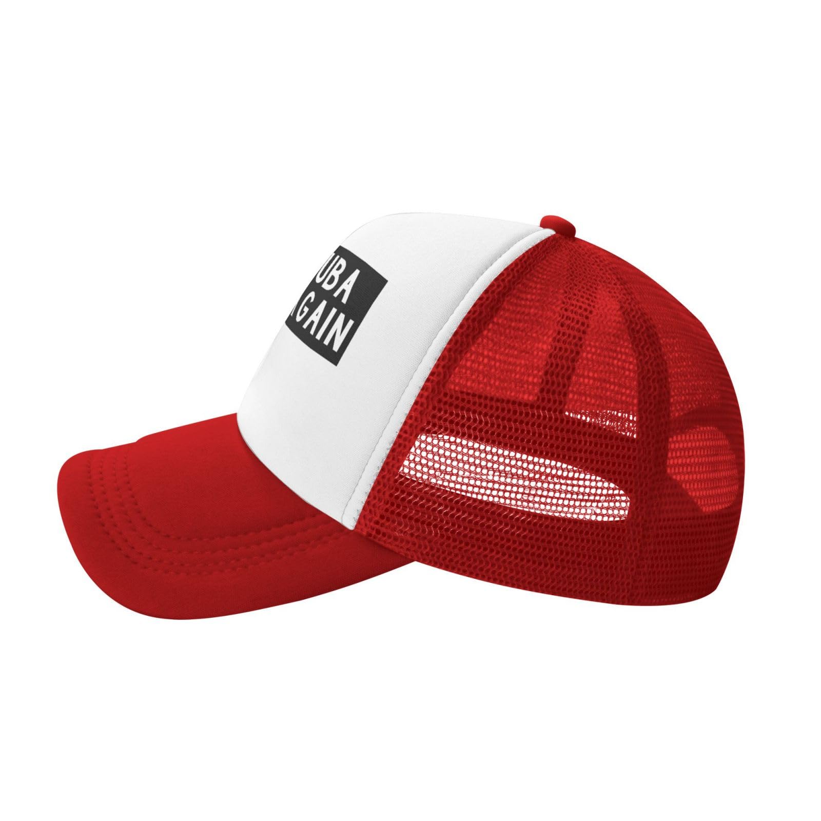 Make Cuba Great Again Mesh Trucker Hat Adjustable Baseball Caps for Men Women Classic Dad Hats,Red