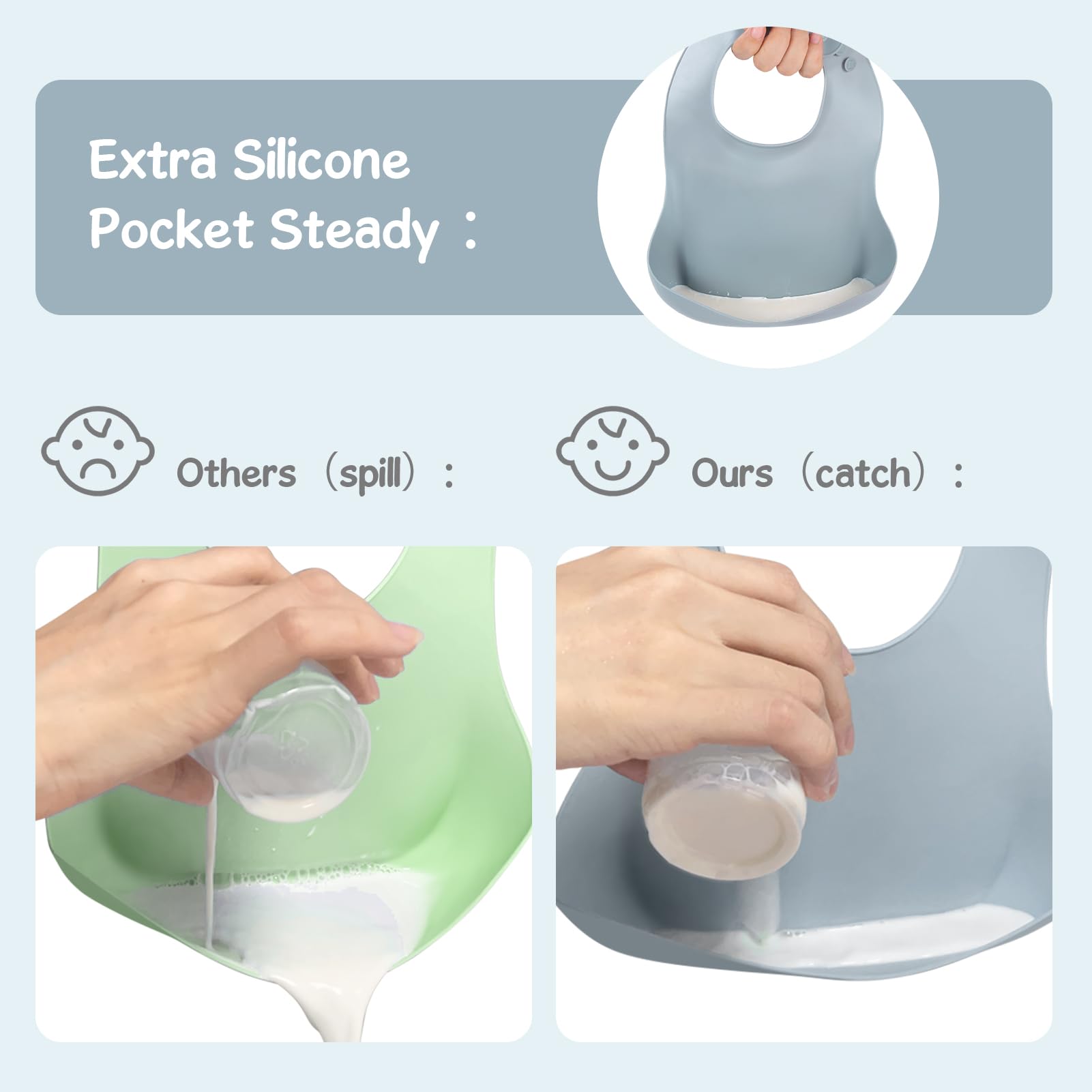 Silicone Baby Bibs Baby Feeding Set, 3 Pcs Adjustable Silicone Bibs for Baby Feeding Essentials Baby Must Haves Newborn Toddler Waterproof Feeding Bibs Baby Stuff Baby Gifts for Boys Girls, BPA FREE