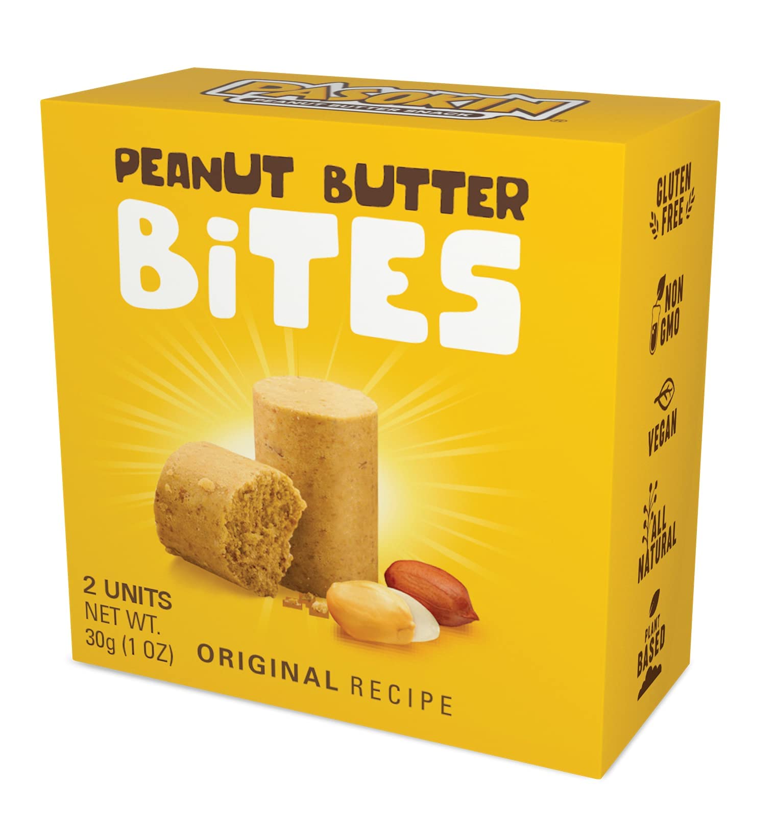 PASOKIN | Natural Peanut Butter Snack, Creamy PB Bites | Gluten Free, Vegan Protein | Pacoca Made in USA, 0.5 oz bites [20 count]