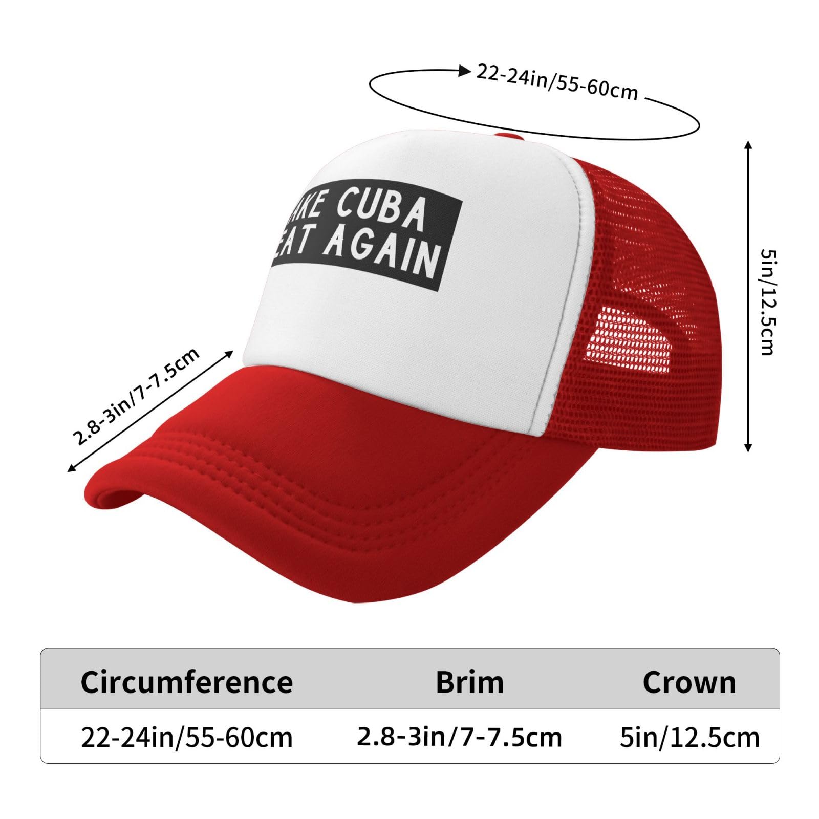 Make Cuba Great Again Mesh Trucker Hat Adjustable Baseball Caps for Men Women Classic Dad Hats,Red