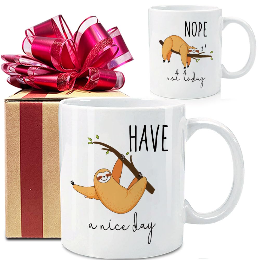 Dnuiyses Funny Gifts for Friends, Have A Nice Day Mug 11oz, Novelty Birthday Gift for Sloth Lovers, Retirement Gifts, Sarcastic Saying Going Away Gifts for Coworker Boss Sister, Fun Christmas Gifts