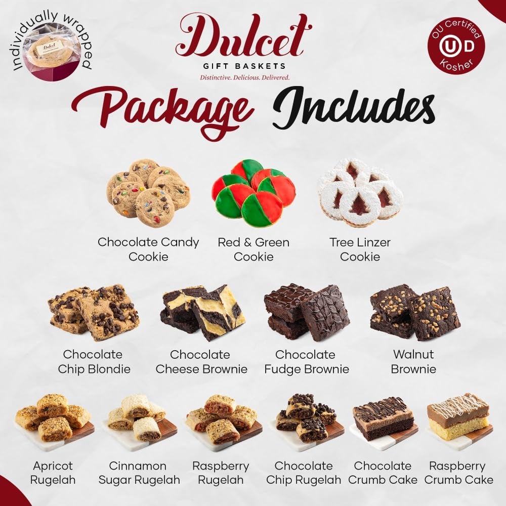 Dulcet Gift Baskets Merry Christmas Fresh Bakery Sampler Gift Basket Ideal Gift for Holiday Gifting to Women, Business Clients, neighbors, Families Mom or Dad.