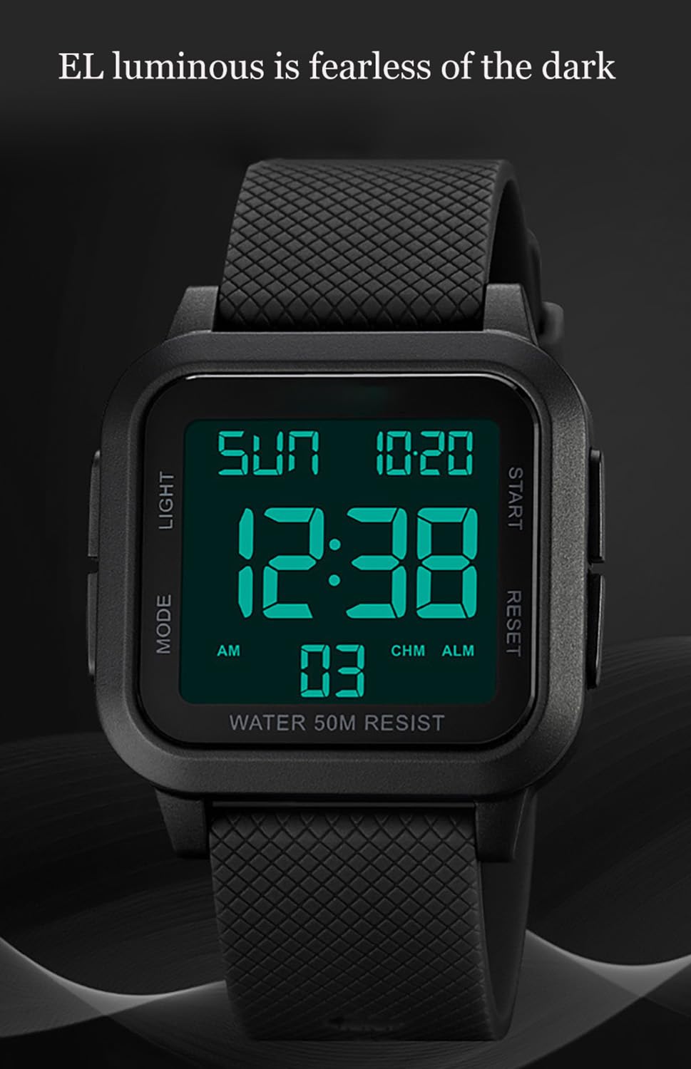BESTKANG Unisex LED Digital Watch Women Men Digital Sports Watch Fashion Simple Luminous Waterproof Watch (Green-Black)