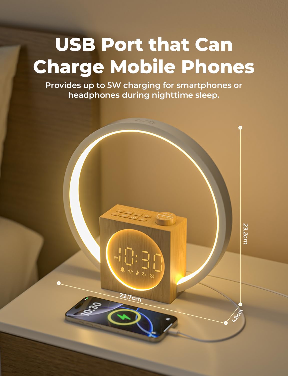 LIORQUE Sunrise Alarm Clock, Wake up Light with White Noise for Heavy Sleepers, Adjustable Sleep Timer, Volume&Brightness, Night Light with Dynamic Colors, 30 Sleep Sounds for Baby Kids Adults