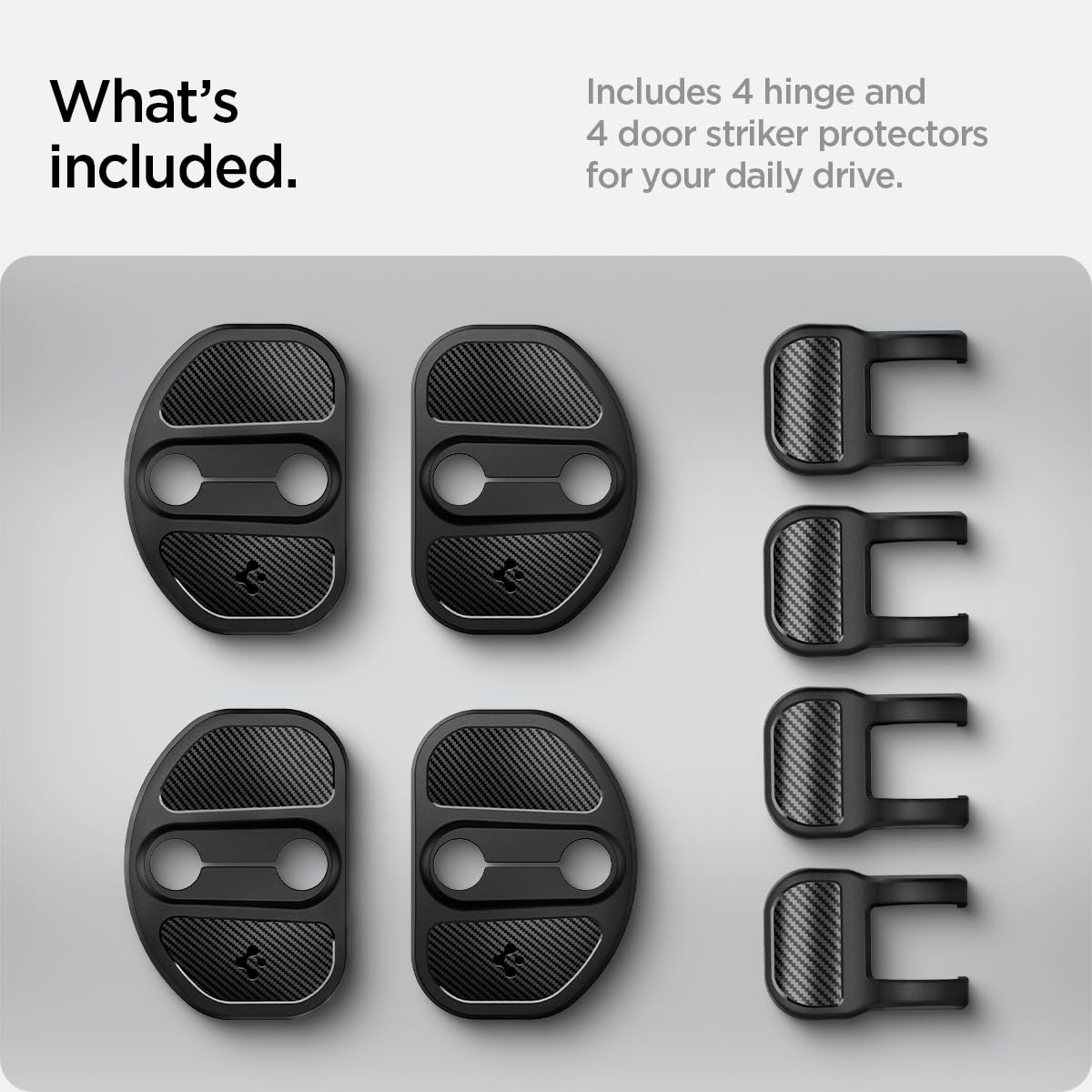 Spigen Door Striker Cover with Hinge Cover (Carbon Edition) Designed for Tesla Model 3 and Y [Compatible with Model 3 2024 Refresh] (set of 4)