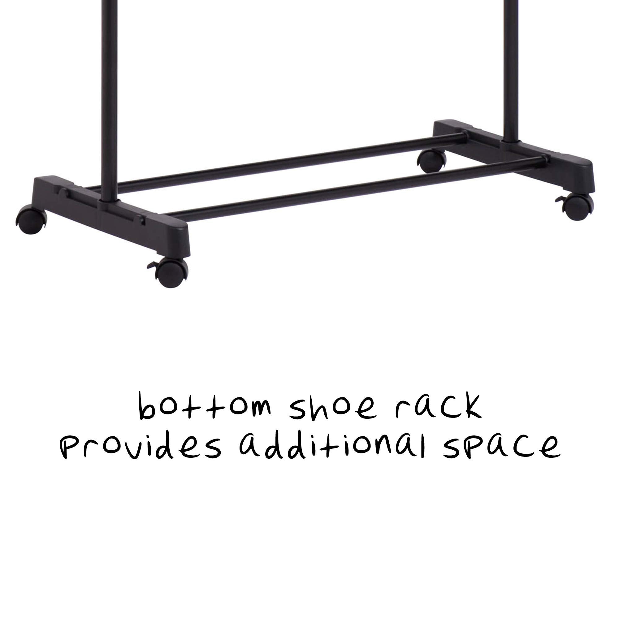 Honey-Can-Do Adjustable Height Rolling Metal Clothes Rack GAR-01122 Chrome 30 lbs