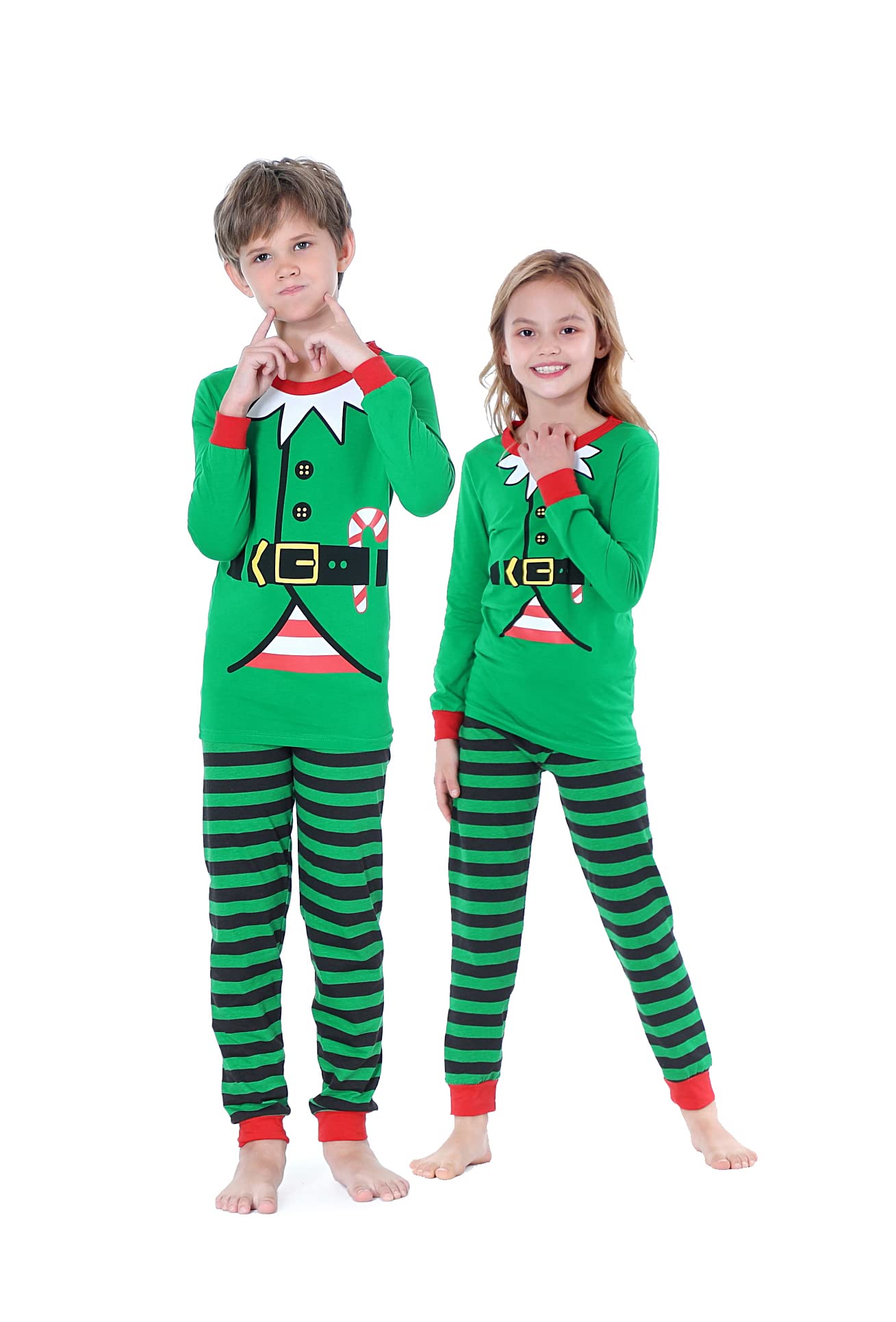 Benaive Matching Family Christmas Pajamas Set Holiday Pjs for Women Men Sleepwear (Green, Elf, 8)