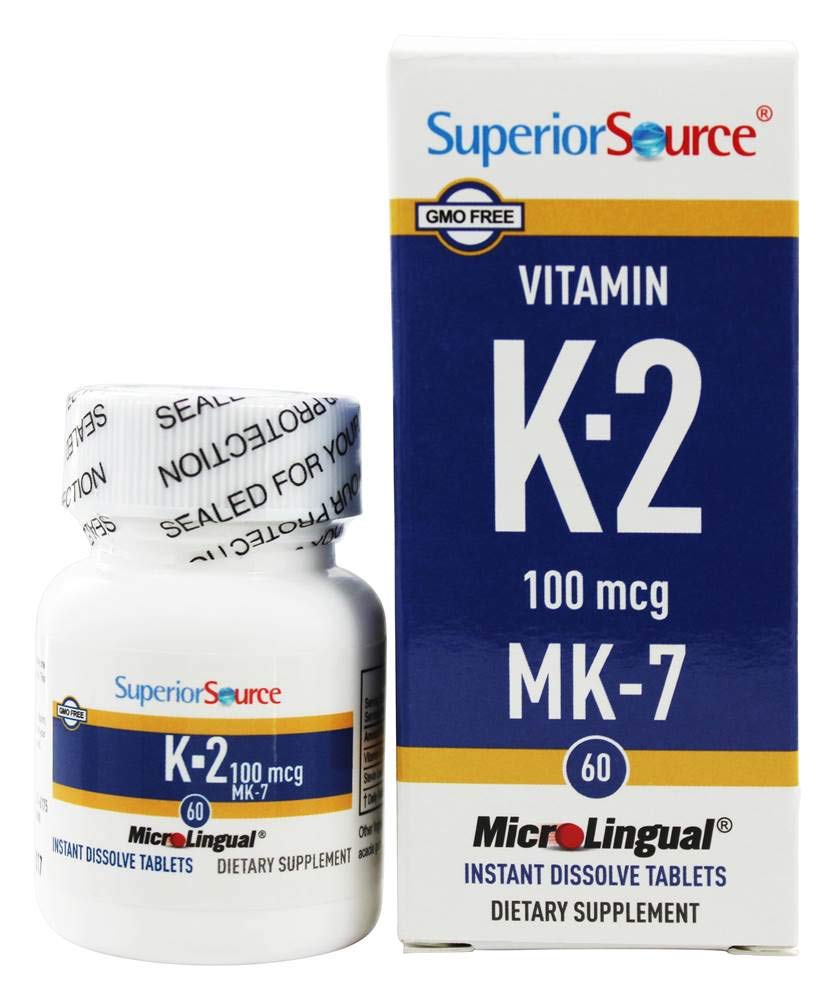 Superior Source Vitamin K2 MK-7 (Menaquinone-7), 100 mcg, Quick Dissolve MicroLignual Tablets, 60 Count, Healthy Bones and Arteries, Immune & Cardiovascular Support, Non-GMO