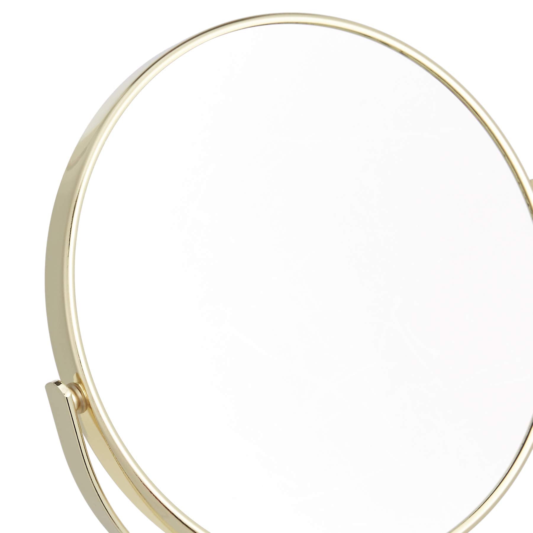 Amazon Basics Tabletop Mount Vanity Round Mirror, 1X/5X Magnification, Iron, 7.2"L x 4.92"W, Gold