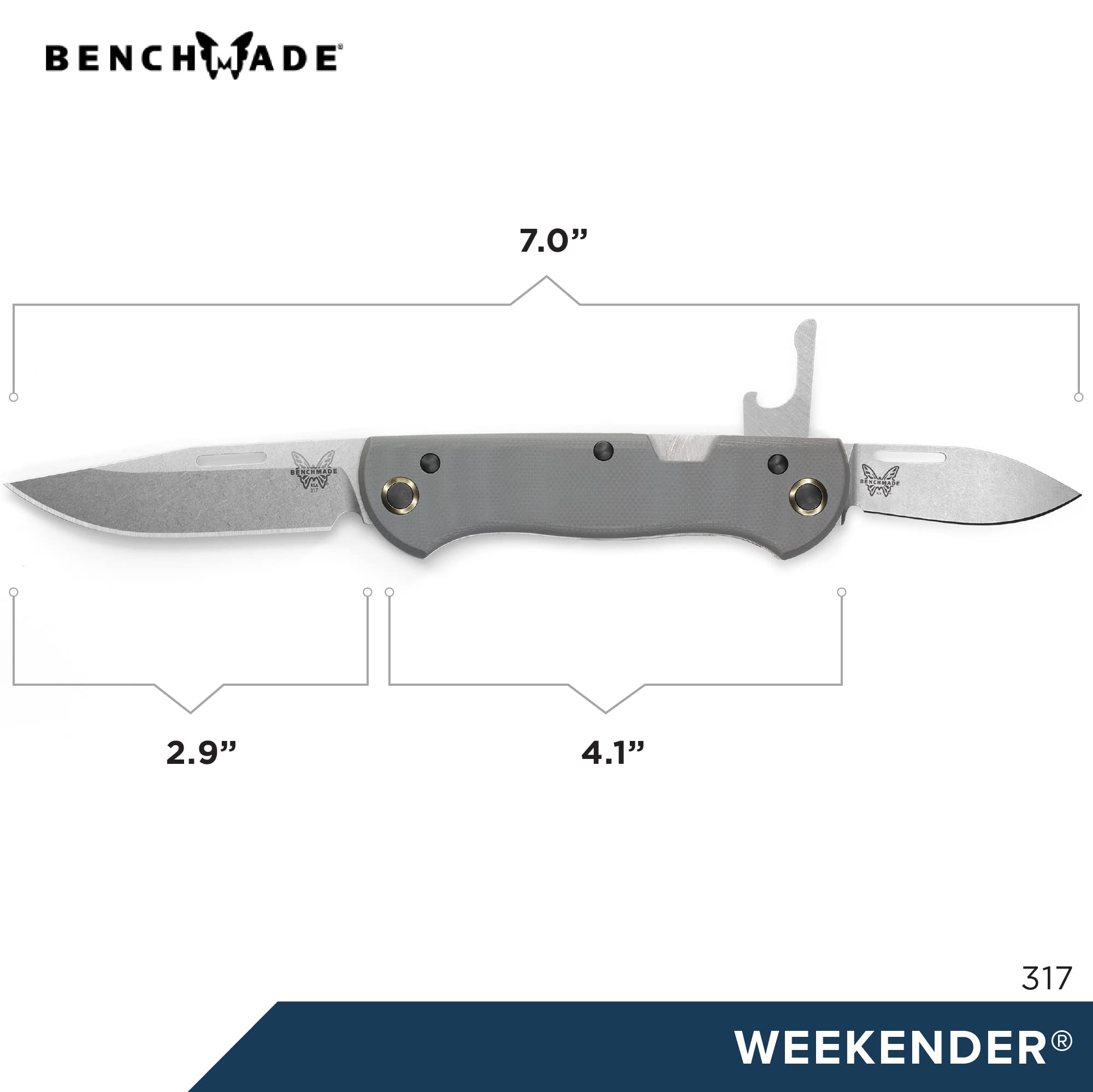 Benchmade - Weekender 317 Outdoor Knife with Cool Grey G10 Handle (317)