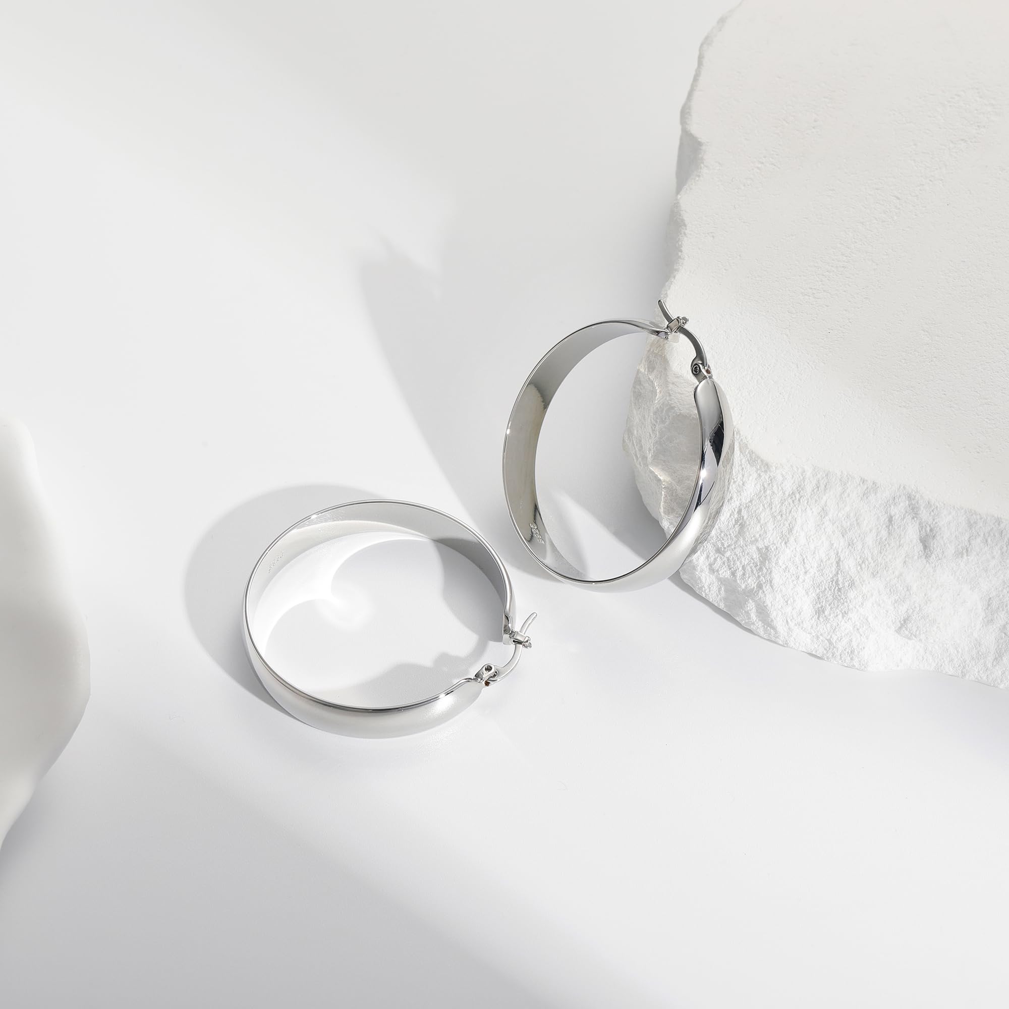 DORANA Big Silver Hoop Earrings for Women Sterling Silver Hoop Earrings Large Silver Hoops Hypoallergenic Thick Silver Chunky Hoops Earrings 925 Sterling Silver Hoop Earrings