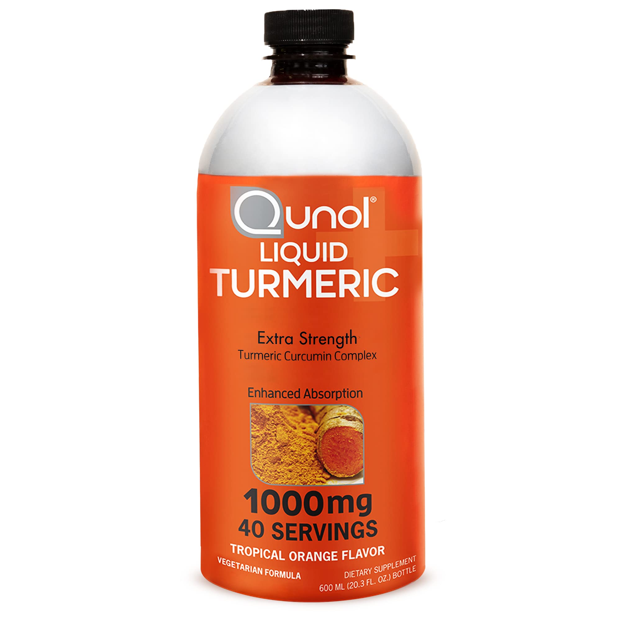 Qunol Liquid Turmeric Curcumin with Black Pepper, Turmeric Supplement 1000mg, Extra Strength, Joint Health, 40 Servings, 20.3 fl oz