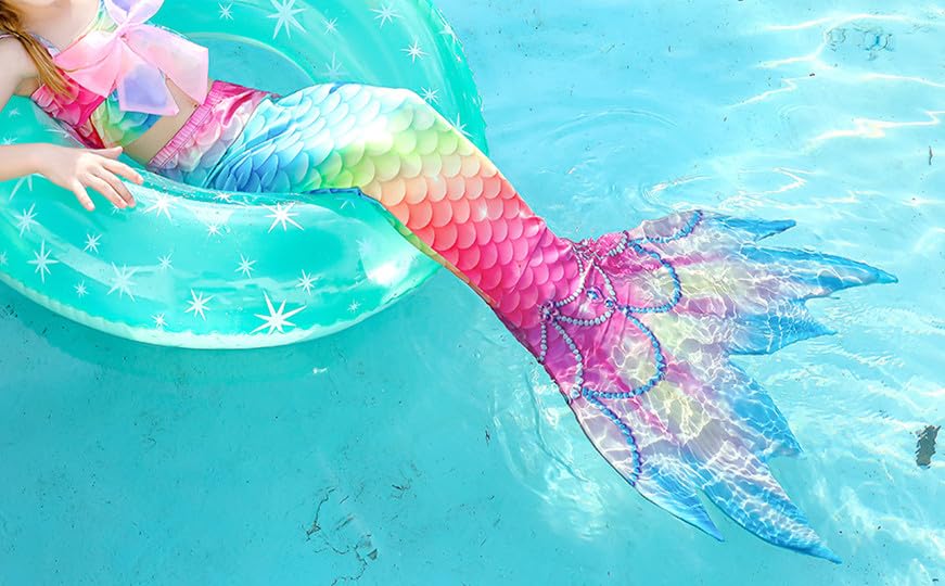 5Pcs Girls Swimsuit Mermaid Tails for Swimming Princess Bikini Bathing Suit Set Can Add Monofin 4T 6T 8T 10T 12T (as1, age, 6_years, Multi Color)