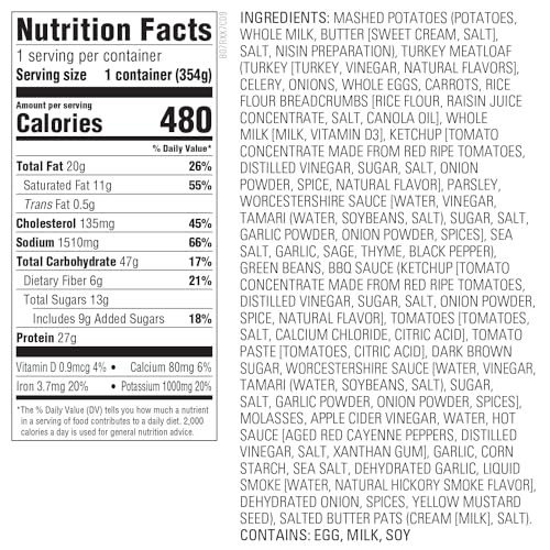 Amazon Kitchen, Turkey Meatloaf with BBQ Sauce, Single Serve Meal, 12.5 Oz