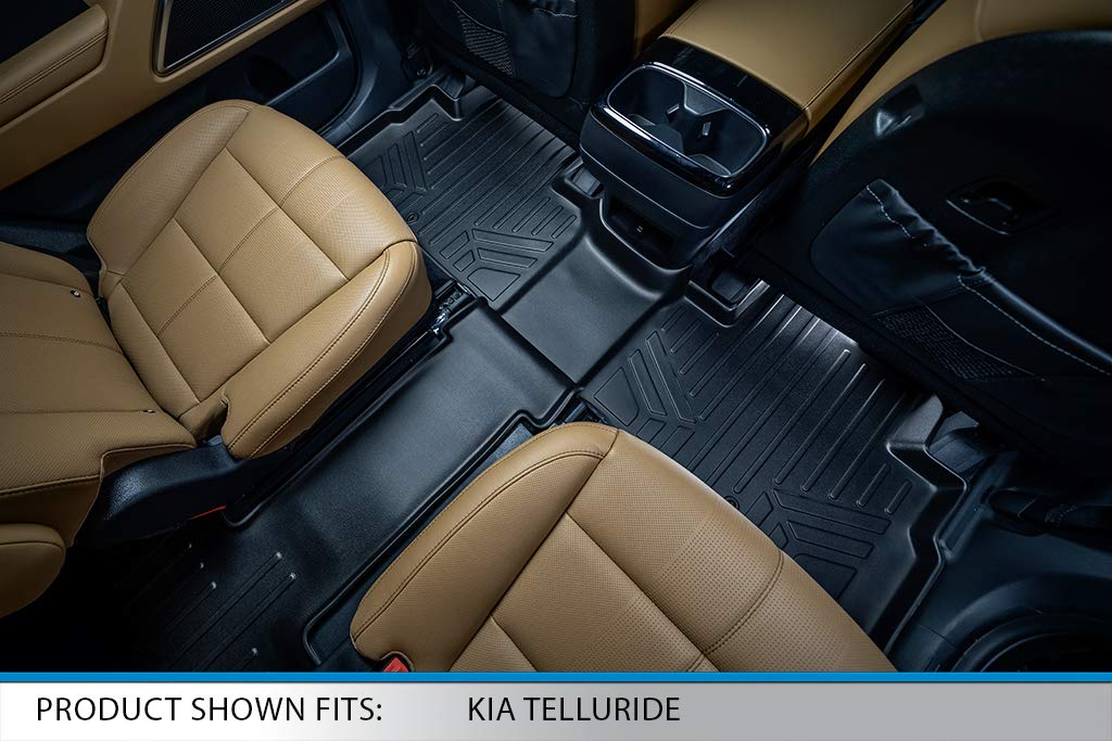 SMARTLINER All Weather Custom Fit Black 3 Row & Cargo Liner Behind The 2nd Row Floor Mat Liner Set Compatible with 2020-2023 Kia Telluride with 2nd Bucket Seats Without Center Console