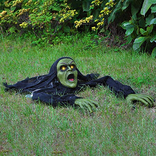 JOYIN Halloween Decoration Outdoor Zombie Groundbreaker, Halloween Outside Zombie Decor with Sound and Flashing Eyes, Scary Groundbreaker Halloween Graveyard Decorations, Haunted House Prop Yard Lawn