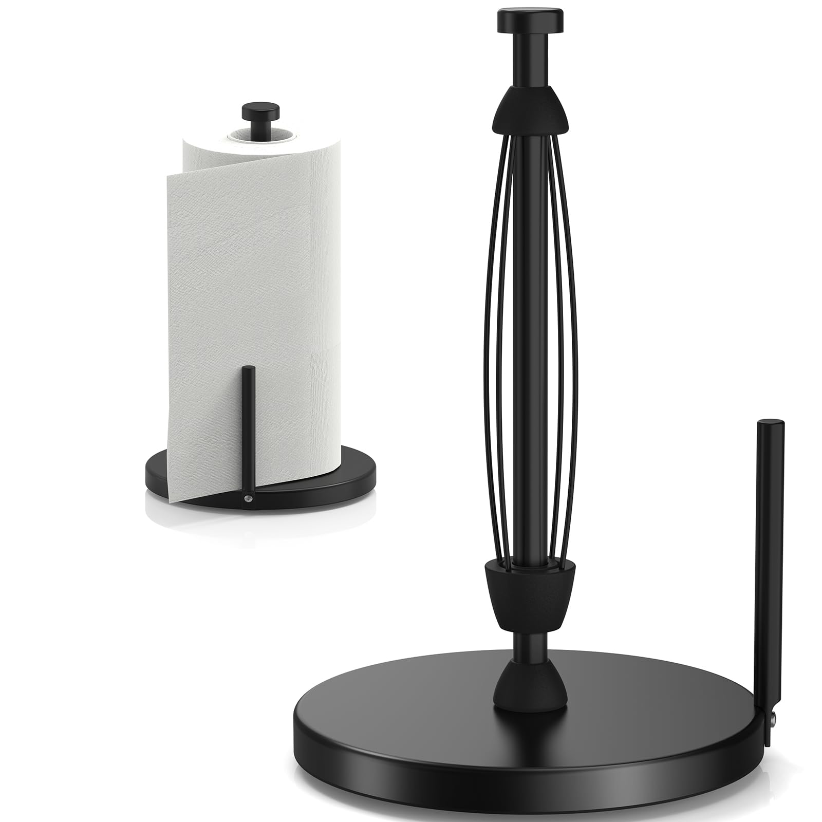 Swaitee Paper Towel Holder Countertop, Paper Towel Stand with Ratchet System for Kitchen Bathroom, One-Handed Tear Paper Stainless Steel Paper Towel Holder with Suction Cups