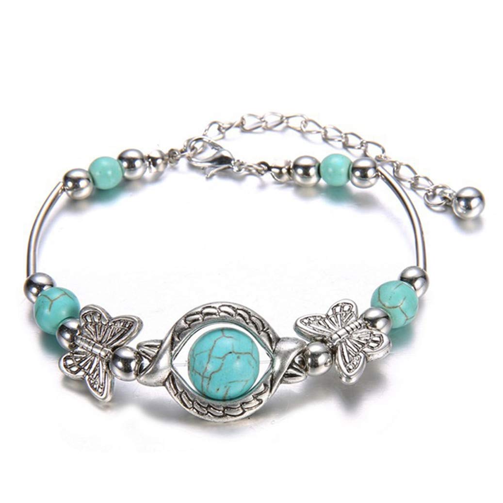 GOMYIE Creative Ethnic Turquoise Butterfly Bracelet For Women Gift Bracelet Anniversary Christmas Valentine'S Day Gifts