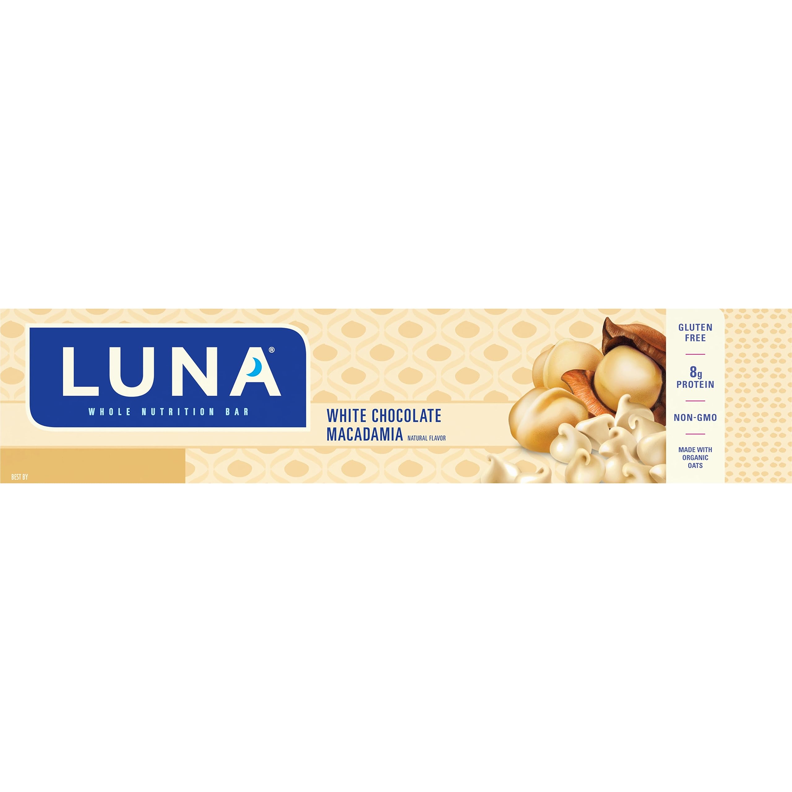 LUNA Bar - White Chocolate Macadamia Flavor - Gluten-Free - Non-GMO - 7-9g Protein - Made with Organic Oats - Low Glycemic - Whole Nutrition Snack Bars - 1.69 oz. (15 Count)