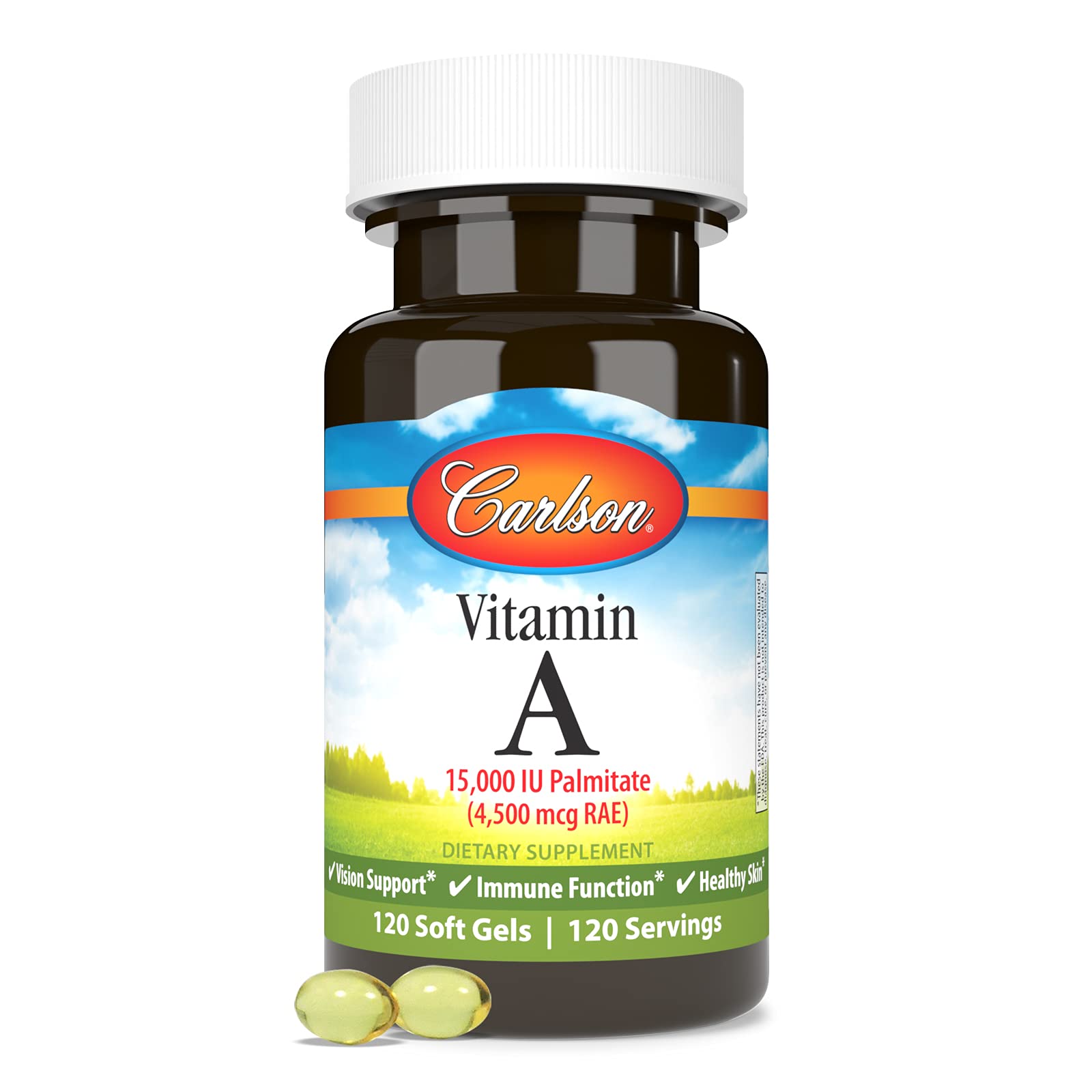 Carlson - Vitamin A, 15000 IU Palmitate (4500 mcg RAE), Vision Health, Healthy Skin, 120 Softgels