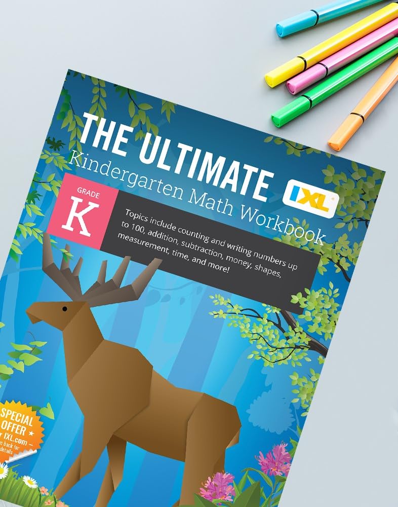 IXL The Ultimate Math Kindergarten Workbooks, Activity Book for Kids Ages 5-6 Covering Addition, Subtraction, Learn to Write and Count Numbers Through 100, Shapes, Telling Time, and More Mathematics
