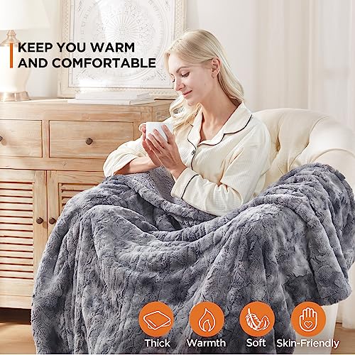 Westinghouse Electric Throw Blanket, Faux Fur Heated Blanket with 6 Heating Levels & 2-10 Hours Auto Off, Soft Cozy Sherpa Heated Blanket Washable Blanket (50" x 60" Throw Size, Green)