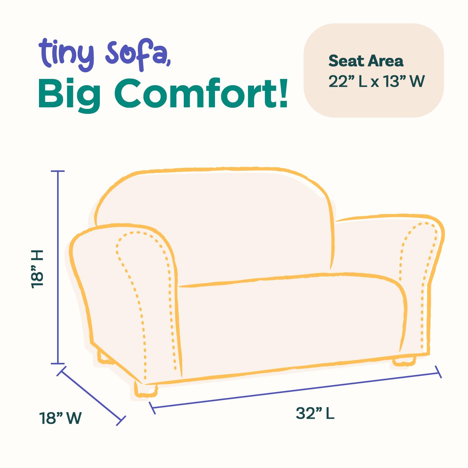 Roundy Children’s Sofa – Durable Wooden Frame, Soft Microsuede Upholstery, Ergonomic & Padded Seat, Comfortable Toddler Couch for Ages 2–5, Ideal for Bedrooms, Playrooms & Daycares.