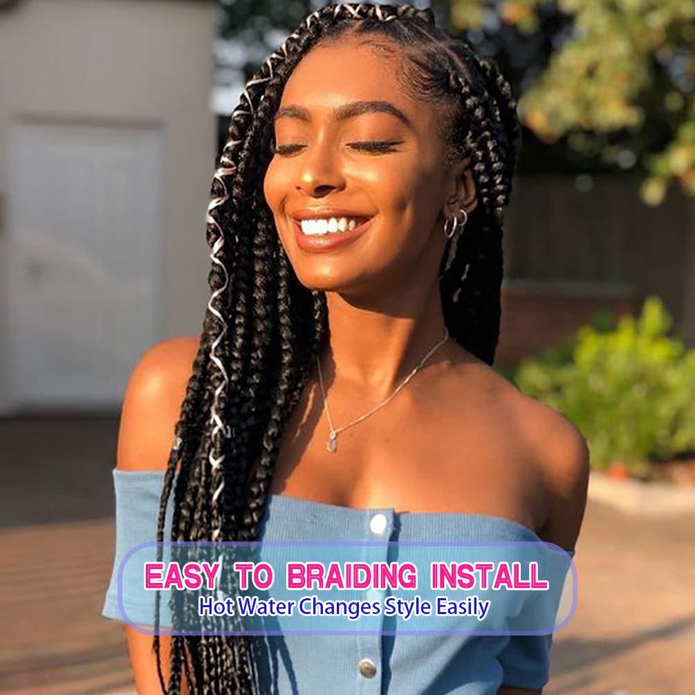 8 Pack Braiding Hair Pre Stretched - 26" 100G/Pack Premium Kanekalon Pre Stretched Braiding Hair Extensions, Professional Itch Free Hot Water Setting Perm Yaki Texture Prestretched Braiding Hair(1B)