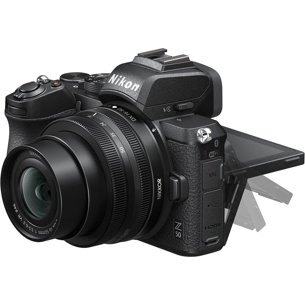 Nikon Z50 Compact Lightweight Mirrorless Camera with 16-50mm and 50-250mm Lenses + ENEL25 Replacement Battery + Extreme PRO 64GB Card+ UV Lens Filter + Photo Editing Software + More