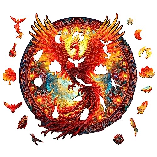 KAAYEE Wooden Jigsaw Puzzles-Wooden Puzzle Adult Unique Shape Advanced Phoenix Wooden Jigsaw Puzzle for Adult, Family Puzzles 8.5 * 7.9in 100pcs