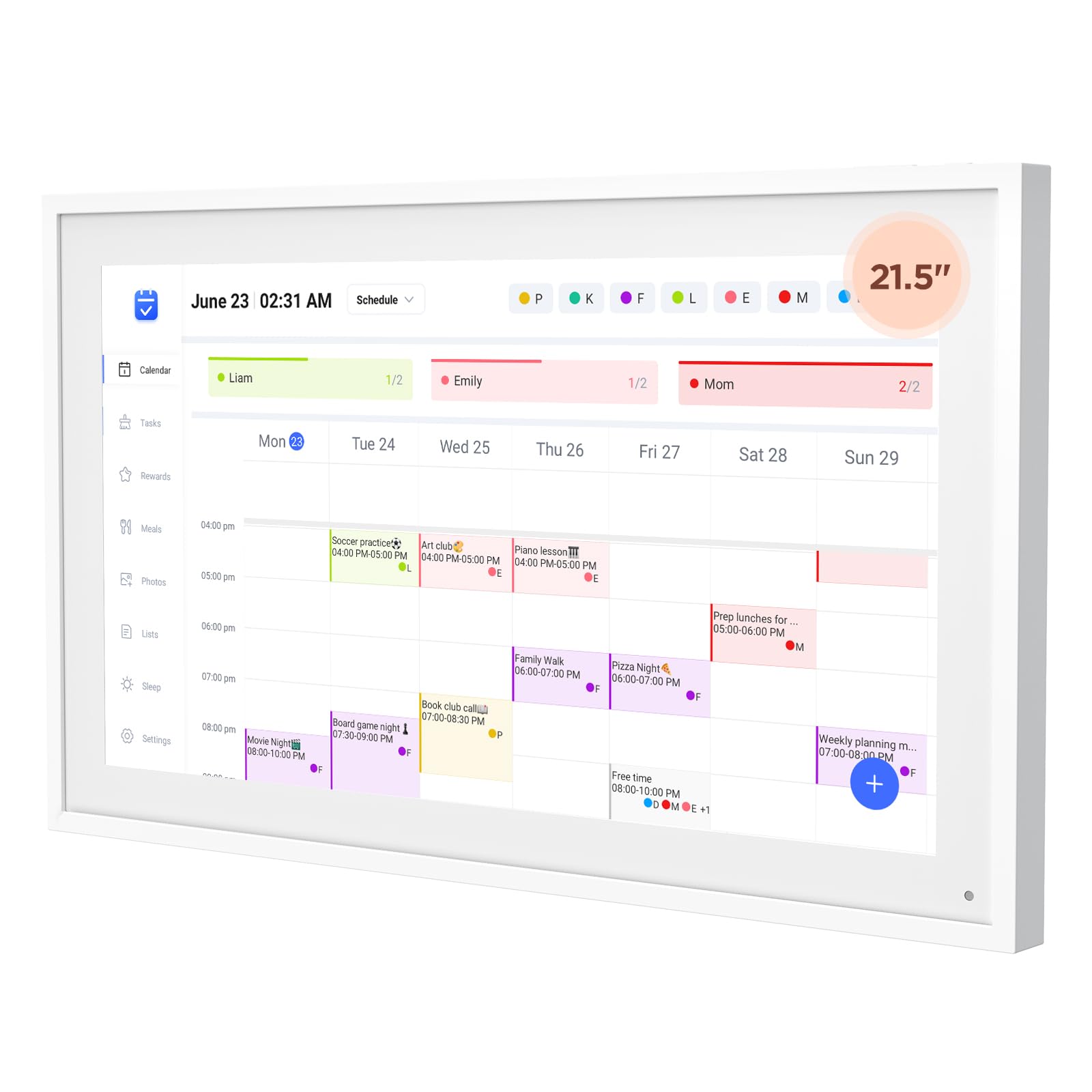 21.5 Inch Smart Digital Calendar, Wall Electronic Calendar, 1920 * 1080 IPS Full HD Touch Screen Display for Family Meal Planner Support - Streamline Household Organization, Gifts for Women, Mom