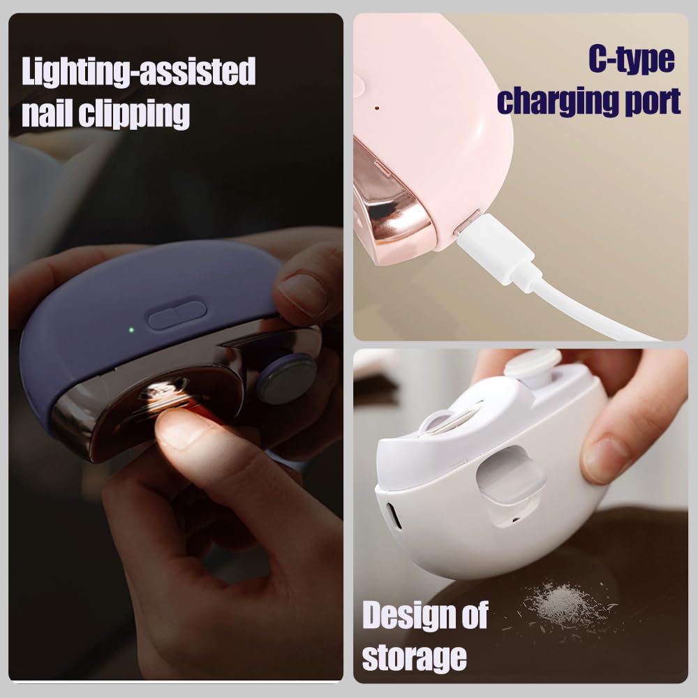 3 in 1 Electric Nail Clipper Electric Polishing Automatic Nail Clippers,Upgraded Electric Nail Trimmer with 2 Adjustable Speeds for Senior,Electric Nail Clipper for Adults Students (Pink)