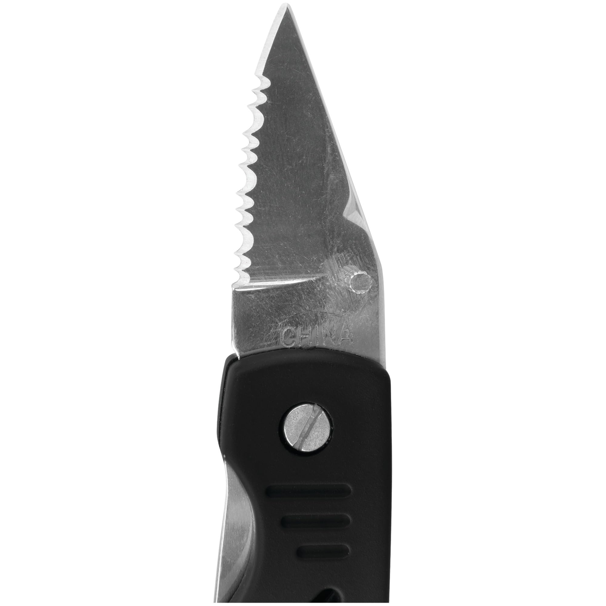 Performance Tool W3232 Folding Pocket Knife with Liner Lock, Rubberized Handle, and Keychain