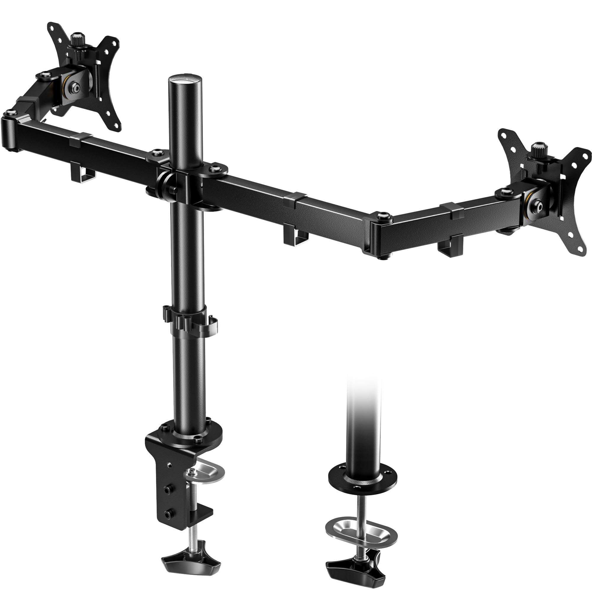 BONTEC Dual Monitor Mount for 13-32 Inch LCD LED PC Screens, Double Monitor Stand for Desks, Height Adjustable Dual Monitor Arm with Tilt ±45°/ Swivel 180°/ Rotate 360°/ VESA 75/100mm