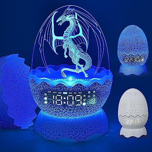 MTDYHY Snake Egg Alarm Clock/Decorative Lamp/Night Light/Bluetooth Speaker/White Noise Lullaby Machine 4 in1, Remote Control 16 Colors Volume, Gifts for Boys/Girls/Adult