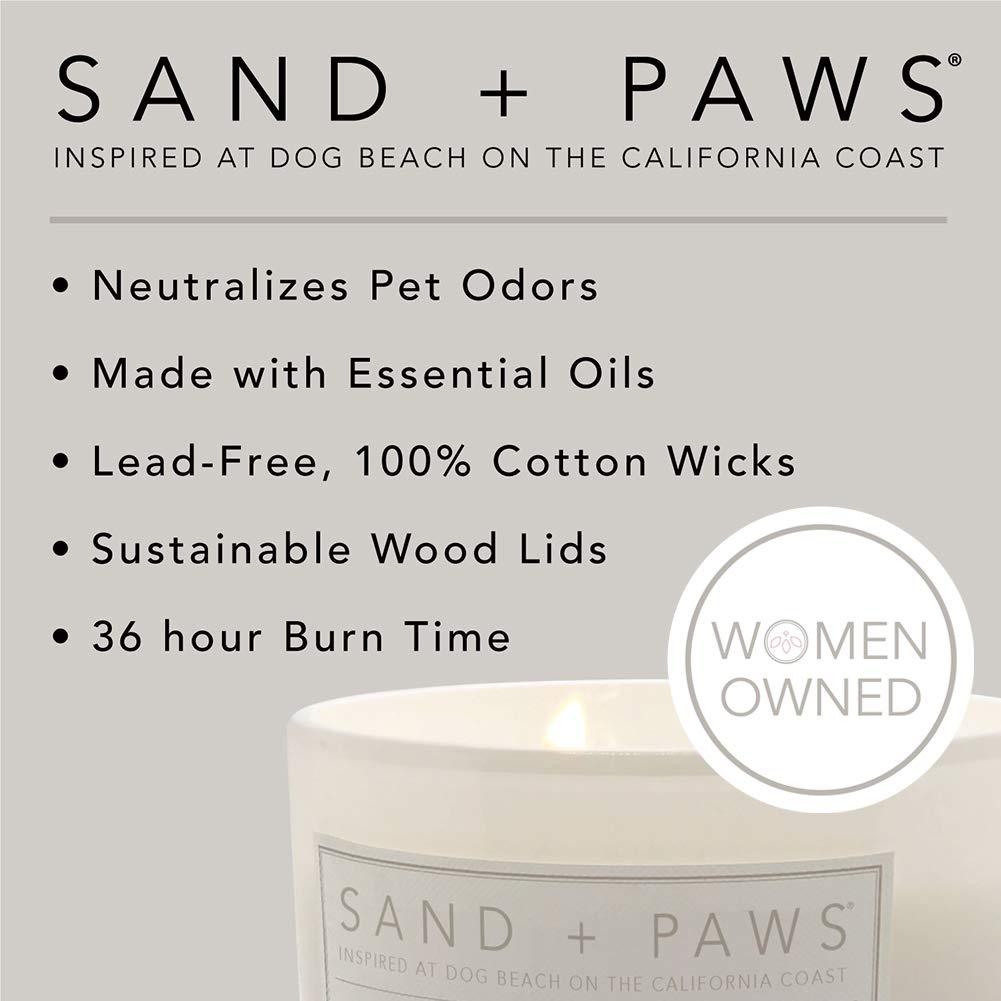 Sand + Paws Scented Candle - French Lavender - Luxurious Air Freshening Jar Candles Neutralize pet Odors and Enhance Home décor – 100% Cotton Lead-Free Wicks - 12 oz