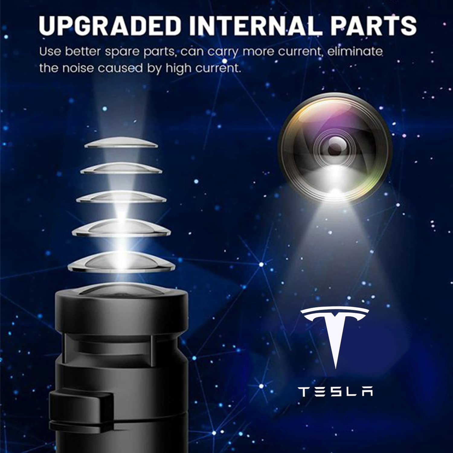 Meagkka Car Door Lights for Model S/3/X/Y Logo Projector 4 Pack Tesla Puddle Lights LED Welcome Lights Ghost Shadow for Model 3/S/Y/X Accessories