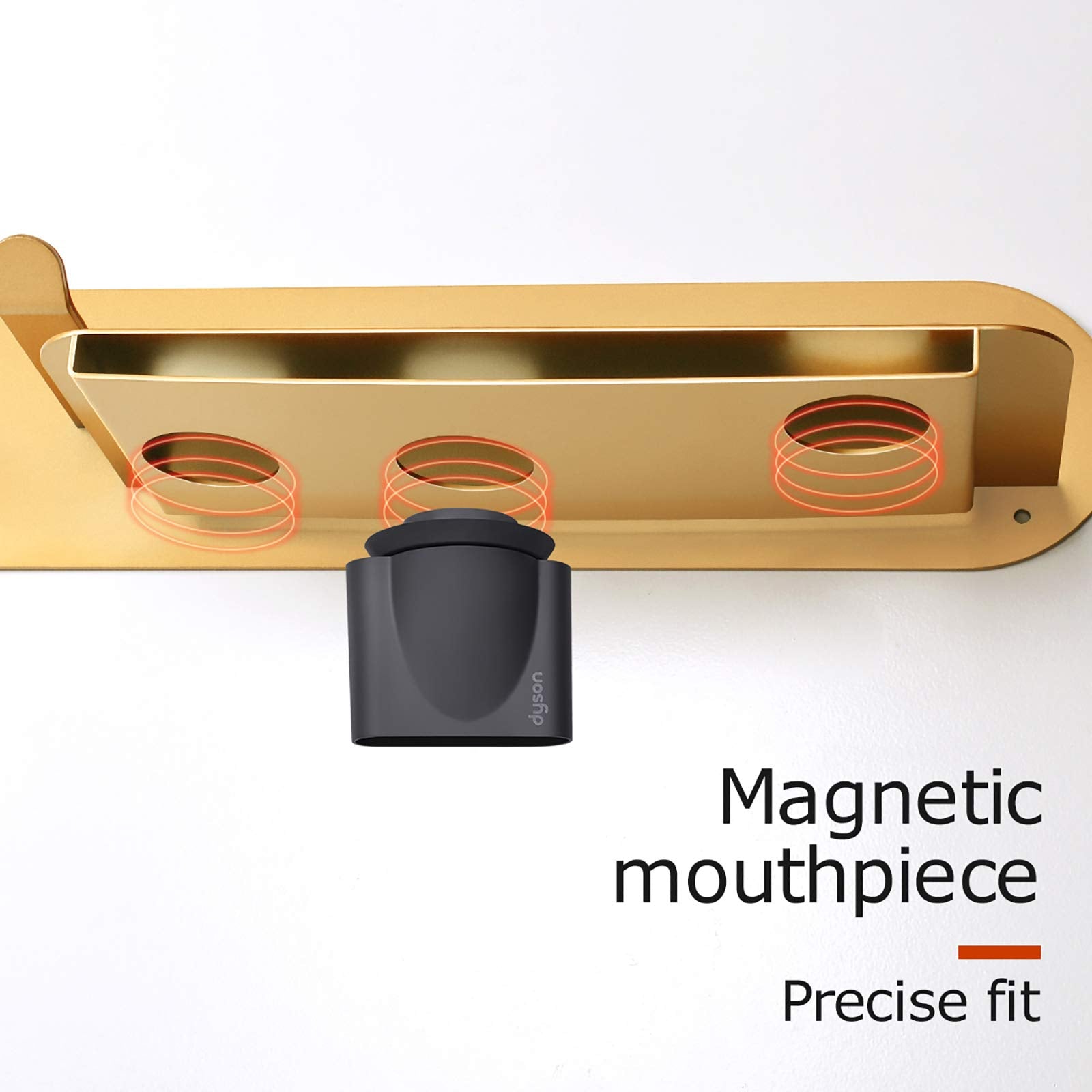 FLE Hair Dryer Holder Wall Mounted with Shelf - Hair Dryer Holder Rack Organizer Compatible for Dyson Supersonic Hair Dryer,Gold