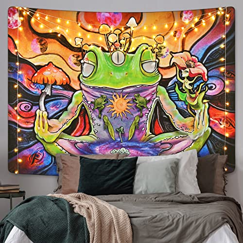 Krelymics Frog Tapestry Mushroom Tapestry Mystic Eyes Tapestries Moon Phase Tapestry Abstract Tapestry Wall Hanging for Room(51.2 x 59.1 inches)