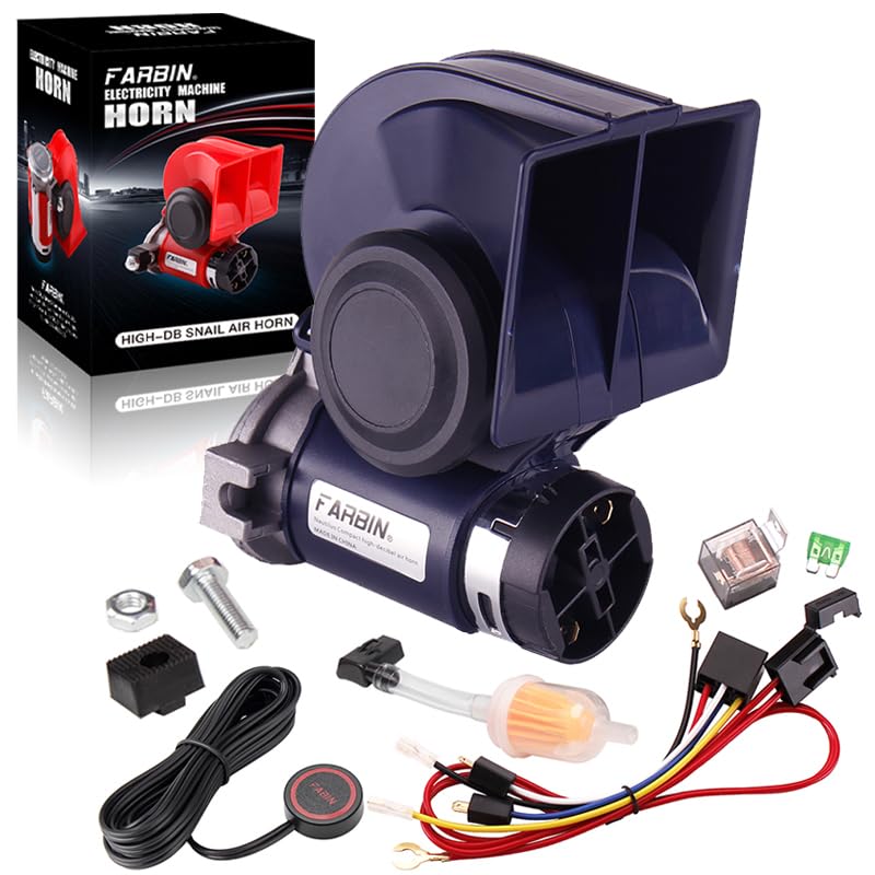 FARBIN Mini Air Horn 12V 150db Super Loud, Compact Car horn with Compressor and Wiring Harness for Any 12V Vehicles