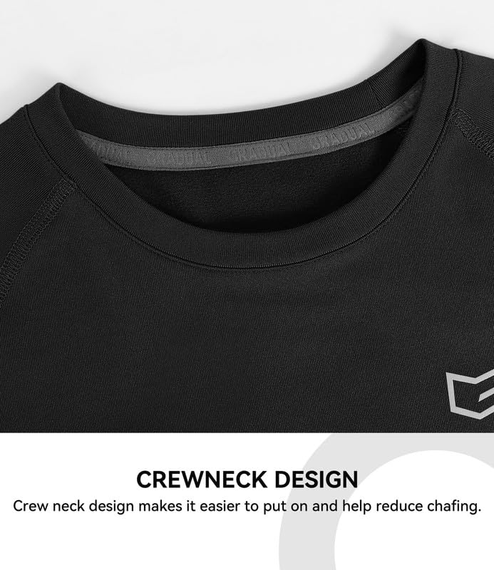 G Gradual Youth Boys Compression Thermal Shirt Long Sleeve Fleece Undershirt for Boy Football Baseball Soccer Base Layer(Black,XS)