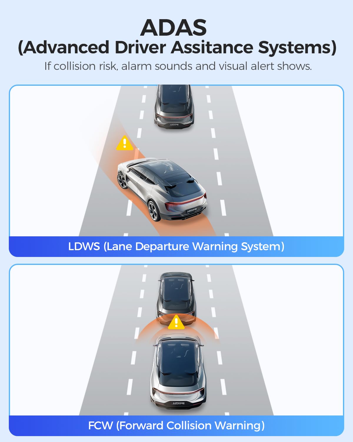 AZDOME M17 WiFi Dash Cam, FHD 1080P Car Driving Recorder, 3" Screen Dashboard Camera 150° Wide Angle, Smart Dash Camera with Driving Assistant ADAS, G-Sensor Loop Recording Night Vision Parking Mode