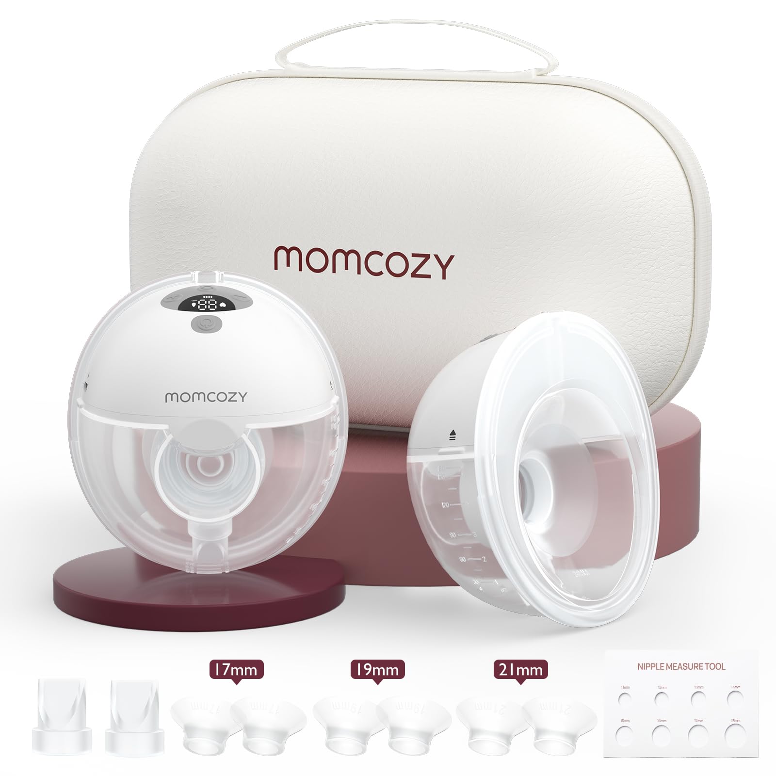 Momcozy Breast Pump Hands Free M5, Wearable Breast Pump of Baby Mouth Double-Sealed Flange with 3 Modes & 9 Levels, Electric Breast Pump Portable - 24mm, 2 Pack Quill Gray