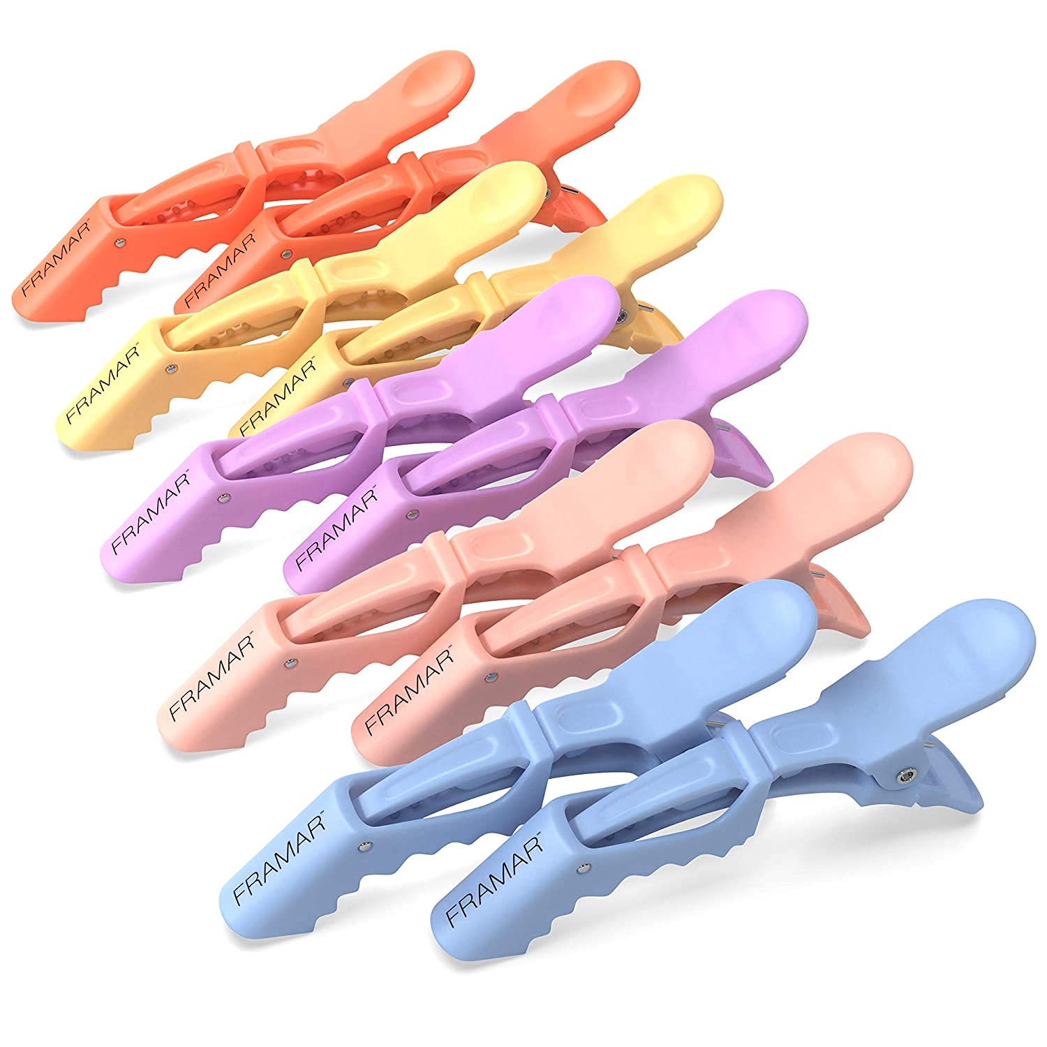 FRAMAR Pastel Alligator Hair Clips 10 Pack - Professional Styling Clips for Hair, Salon Quality Plastic Alligator Clips