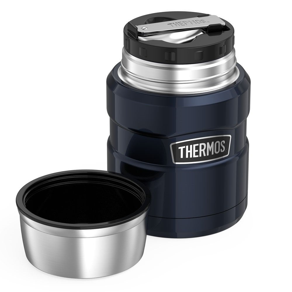 THERMOS Stainless King Vacuum-Insulated Food Jar with Spoon, 16 Ounce, Midnight Blue